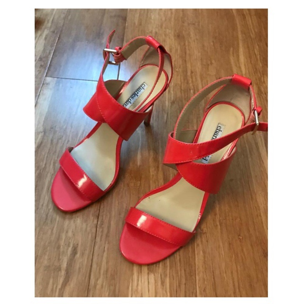 Coral sandals with heels by Charles David